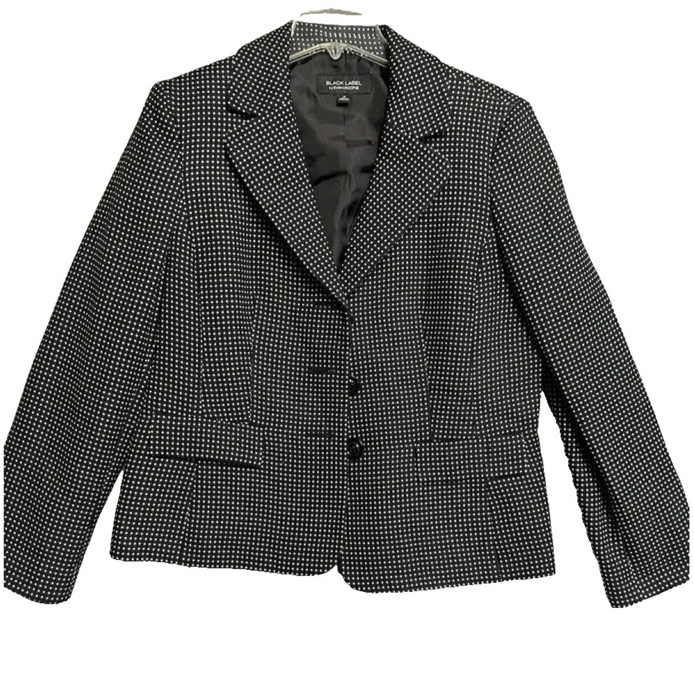Evan Picone Black Label  Women Blazer SZ 8 Black & white Polka Dot, minimalist